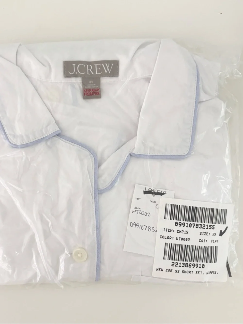 J. Crew Pajama Short Set End-on-end Cotton White